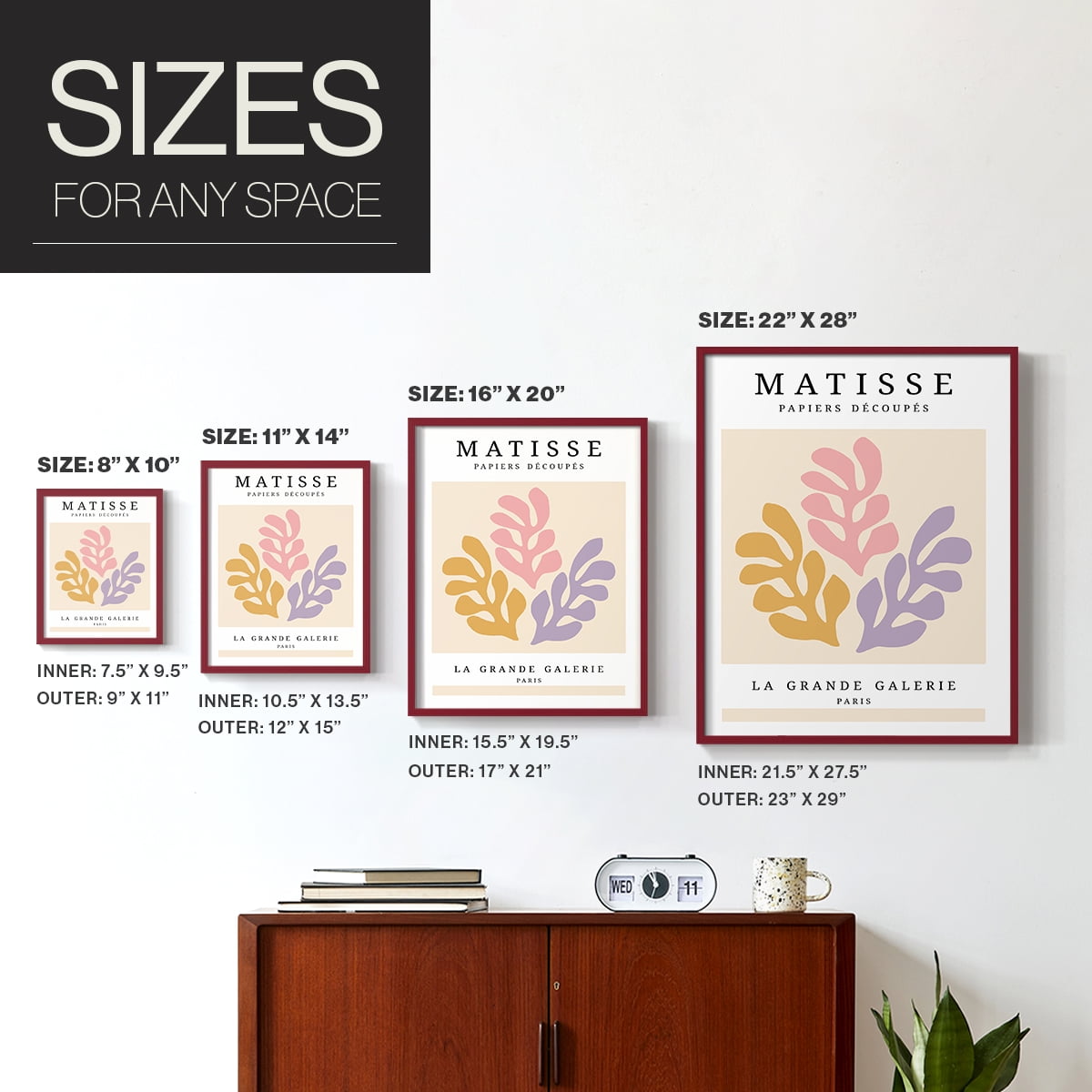 Matisse CCCLXXV in Red Solid Wood 16 x 20 Framed Print