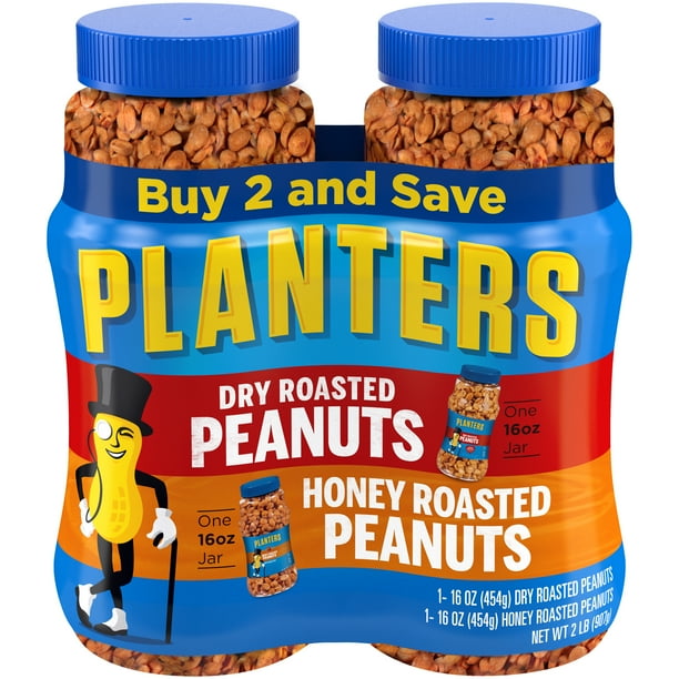 Planters Dry Roasted Honey Roasted Peanuts, 2 ct 16 oz Jars Walmart