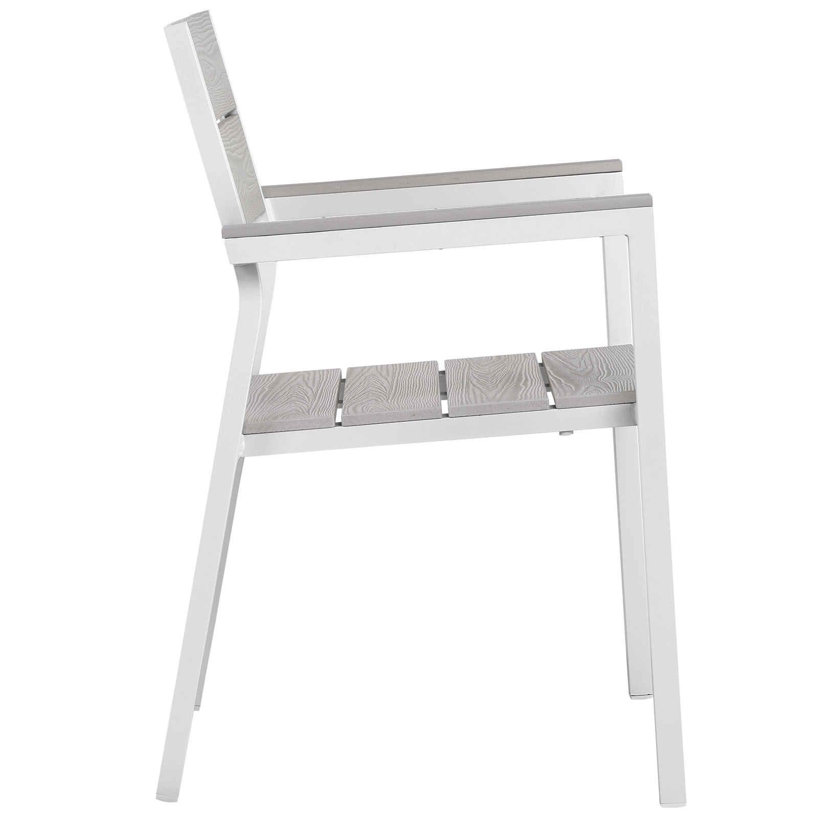 Modway Maine 17.5" Modern Aluminum Outdoor Armchair in White/Light Gray
