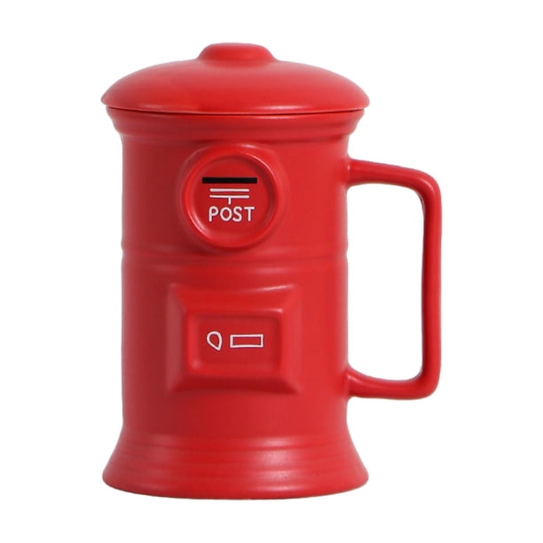 Taza de café con asa y tapa, 500 ml/17 oz, ideal para té, leche y zumo. Rojo