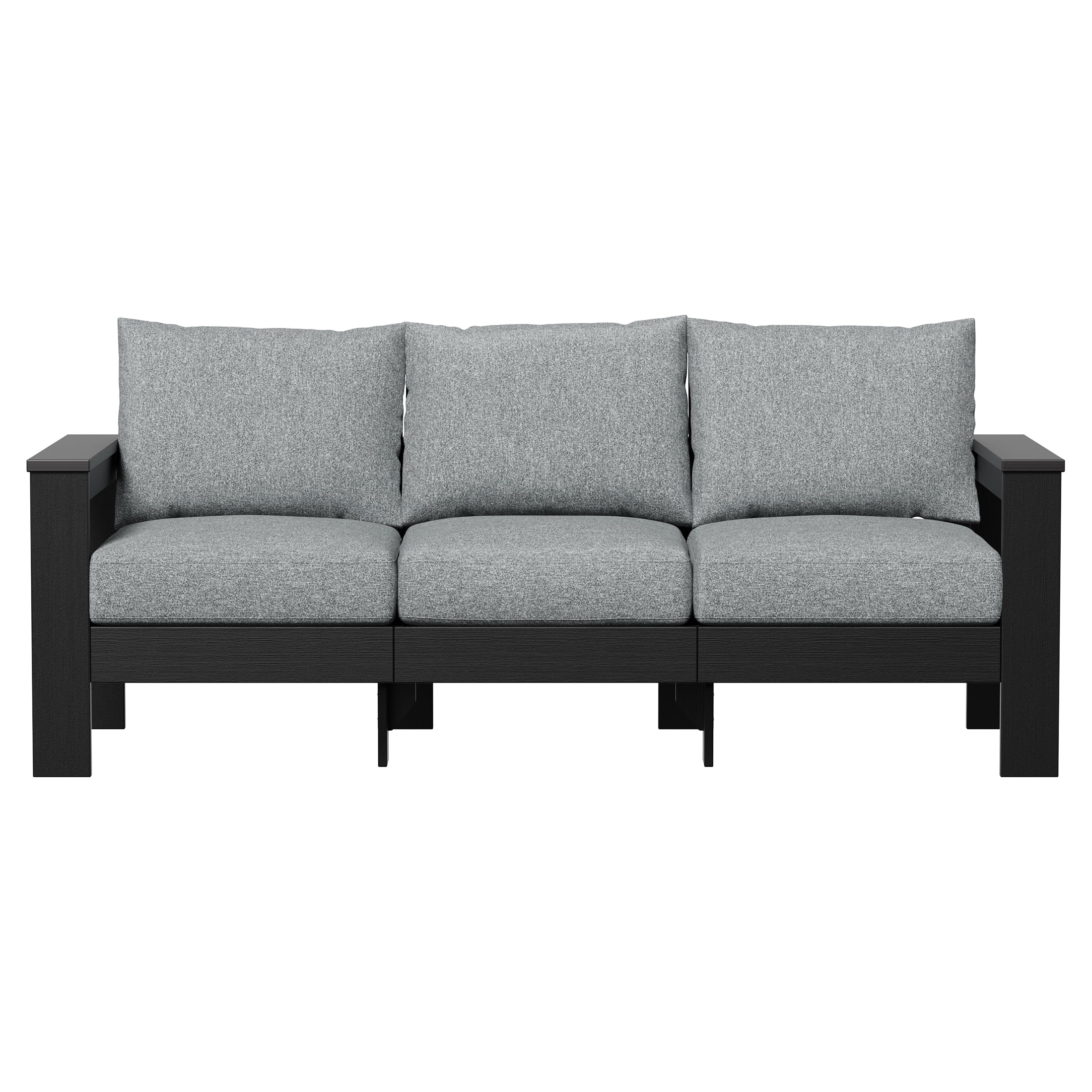 Better Homes & Gardens Ezra Outdoor Sofa, Black Frame with Gray Cushions