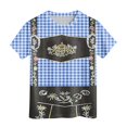 thumbnail image 4 of Xudanell Kids Boys T Shirts Toddler Athletic Shirt Childrens Summer Short Sleeve Oktoberfest Bib Printed T-Shirt Spliced Plaid Short Sleeve, 4 of 7