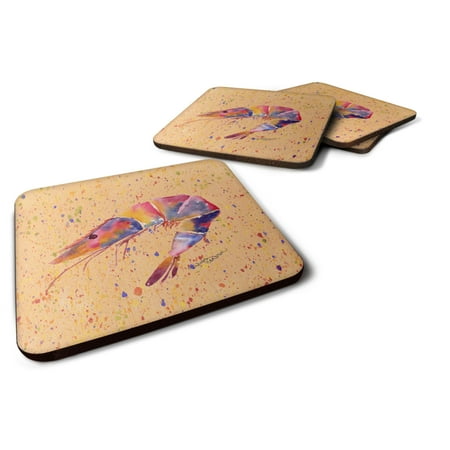 

Carolines Treasures 8465-FC Set of 4 Shrimp Foam Coasters 3 1/2 x 3 1/2 multicolor