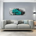 thumbnail image 2 of Hieng Teal and Grey Canvas Wall Art Rose Flower Painting Picture Turquoise Floral Prints Teal Bedroom Bathroom Decor, 2 of 6