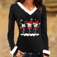 thumbnail image 2 of Fheaev Ugly Christmas Sweaters For Women Graphic Printed Plush V-Neck Patchwork Long Sleeved Slim Fitting Bottom T-Shirt Top Winter Holiday Pullovers Loose T-Shirt Blouse Top, 2 of 4