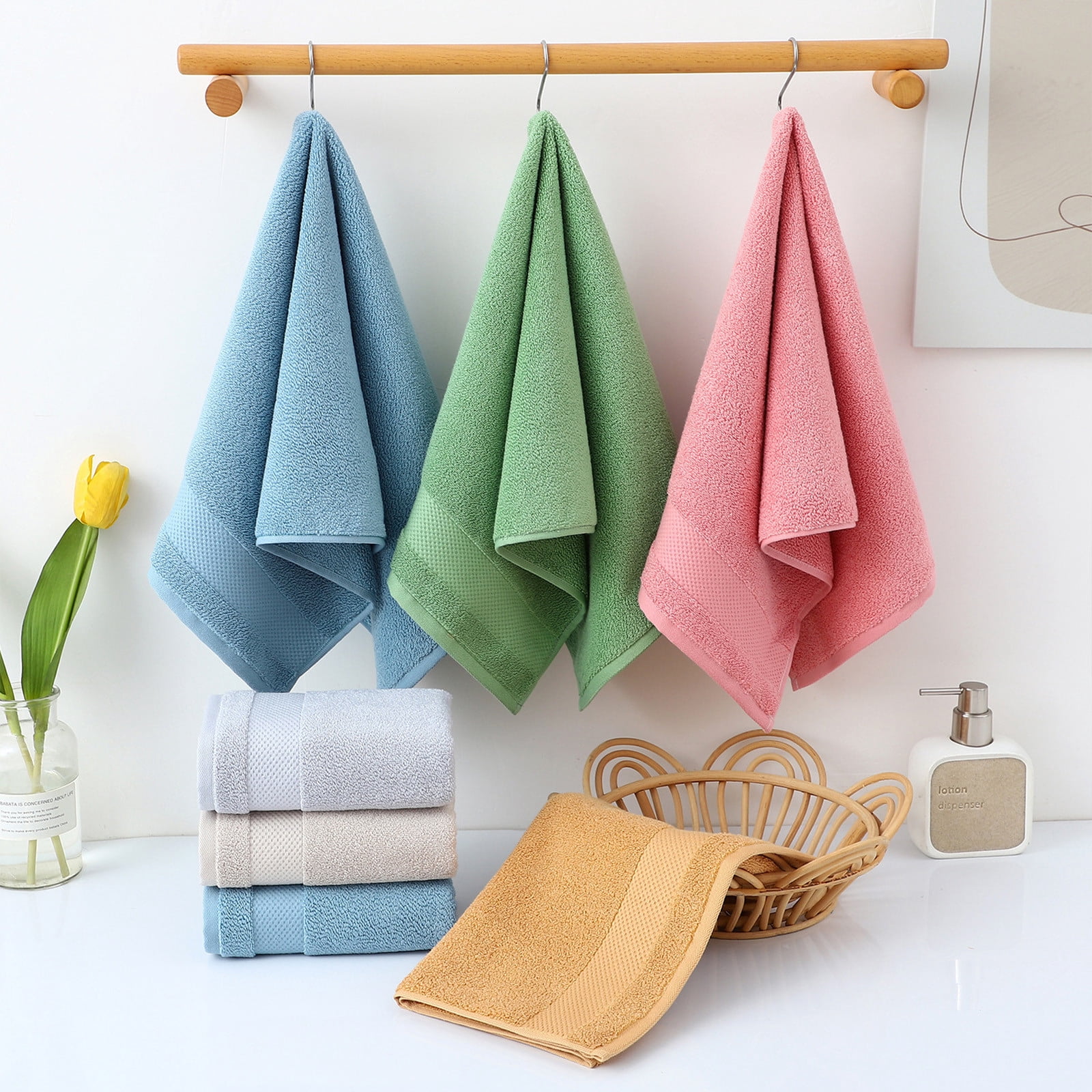 Summer Savings Clearance! Boovnll 5 Pack Hand Towels for Bathroom, 13x29" Super Soft & Absorbent Quick Dry Solid Color Cotton Towels, Thicken Microfiber Hand Towels for Hotel, Pool, Spa, Beach, Towels