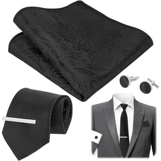 JEMYGINS Men's Floral Tie Set - Includes Necktie, Pocket Square, Lapel Pin & Tie Clip, Perfect For Business Or Formal Events