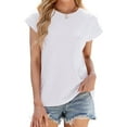 thumbnail image 3 of Women's Spring/summer Solid Color Crew Neck Loose Short Sleeved T Shirt Top Layering Shirt Women Log Sleeve T Shirts for Women Womens Long Sleeve Shirt Women Running Shirt Medium T Shirts Women Tan, 3 of 4