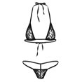 thumbnail image 3 of Conjunto de lencería transparente de encaje para mujer, minimicrobikini transparente con cuello Halter, Top con sujetador y Tanga en la espalda, ropa interior, 3 of 5