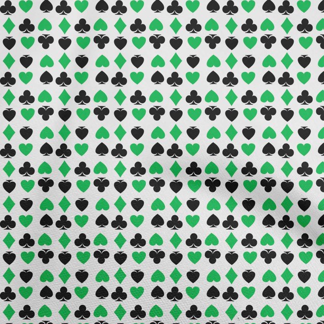 oneOone Polyester Spandex Green Fabric Poker Card Sewing Material Print Fabric By The Yard 56 Inch Wide