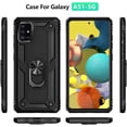 thumbnail image 2 of Compatible with Galaxy A51 5G Case,[Not Fit Galaxy A51 4G Version] [Military Grade] Ring Car Mount Kickstand Hybrid Hard PC Soft TPU Shockproof Protective Case for Samsung Galaxy A51 5G (Black), 2 of 14