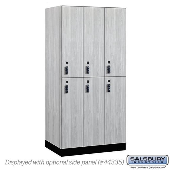 Salsbury Industries 42361ST-R 12 in. Wide Premier Wood Locker - Double Tier - 3 Wide - 6 ft. High - 21 in. Deep - Silver Teak - Resettable Combination Locks
