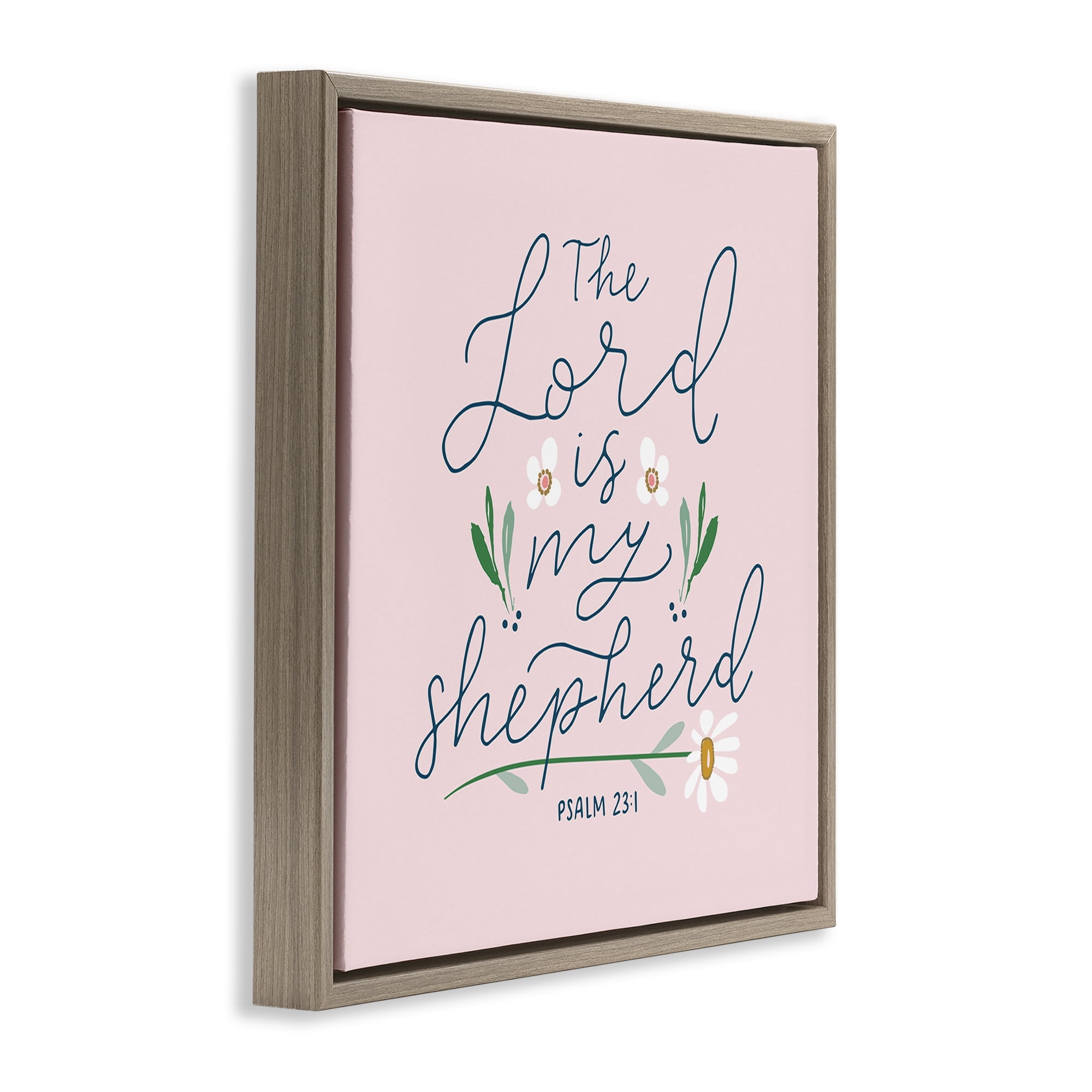 Stupell Industries Lord Is My Shepherd Religious & Spiritual Painting Brown Floater Framed Canvas Art Print Wall Art, 18 x 18