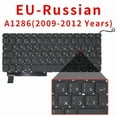 thumbnail image 1 of New A1286 For Macbook Pro 15" Replacement Keyboard US UK Russian French Spain Arabic Version 2009 2010 2011 2012 Year EU-Russian, 1 of 5