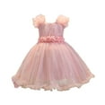 thumbnail image 1 of Yuyuzo Robe Florale pour Bébé Fille Nœud Papillon Robe de Princesse Mariage Robe de Fête d'Anniversaire en Tulle Superposé, 1 of 7
