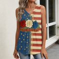 thumbnail image 6 of Kixjoy 250 Anniversary Usa Tank Tops Sleeveless Beach Tank Top Basic Loose Fit Pleated Shirt Trendy Lounge Cozy Womens Summer Tops, Blue M, 6 of 6