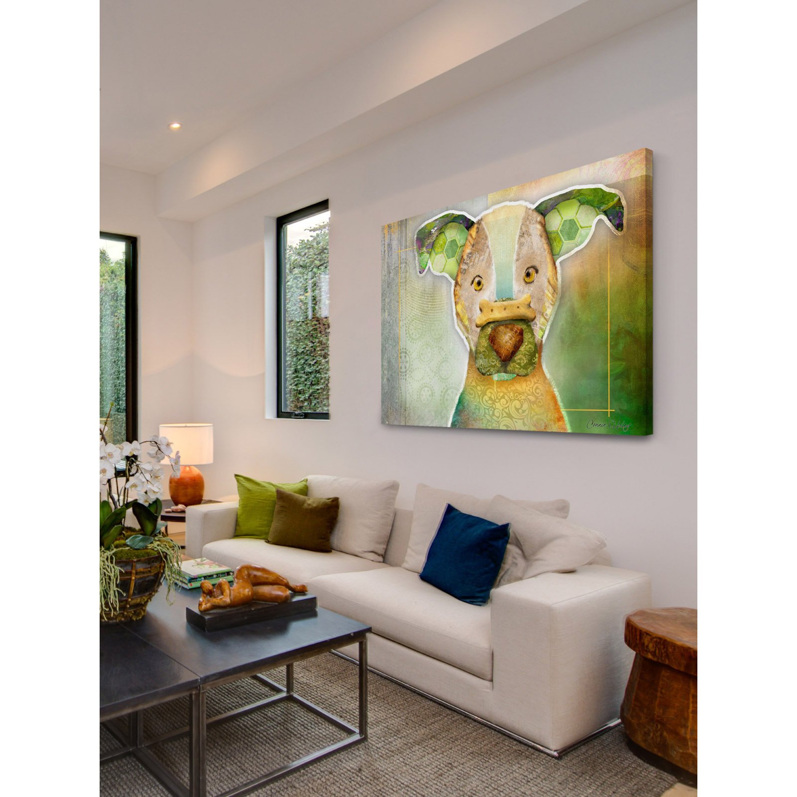 Marmont Hill "Dog with Bone II" by Connie Haley Painting Print on Wrapped Canvas