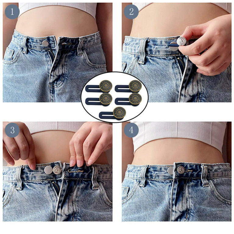Adjustable Jeans Button Extender Pants Waist Extension Stretch Nail-free  Metal F