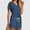 Blue, variant on Two Piece Sets for Women Patterned Print Spring Summer Stylish Solid Color Short Sleeve V Neck Versatile T Shirt Top Elastic Drawstring Waist Casual Shorts Matching Sets