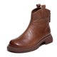thumbnail image 4 of Botines de piel de vaca con cremallera y punta redonda para mujer, informales, de alta calidad, de piel auténtica, otoño 2022, 4 of 5