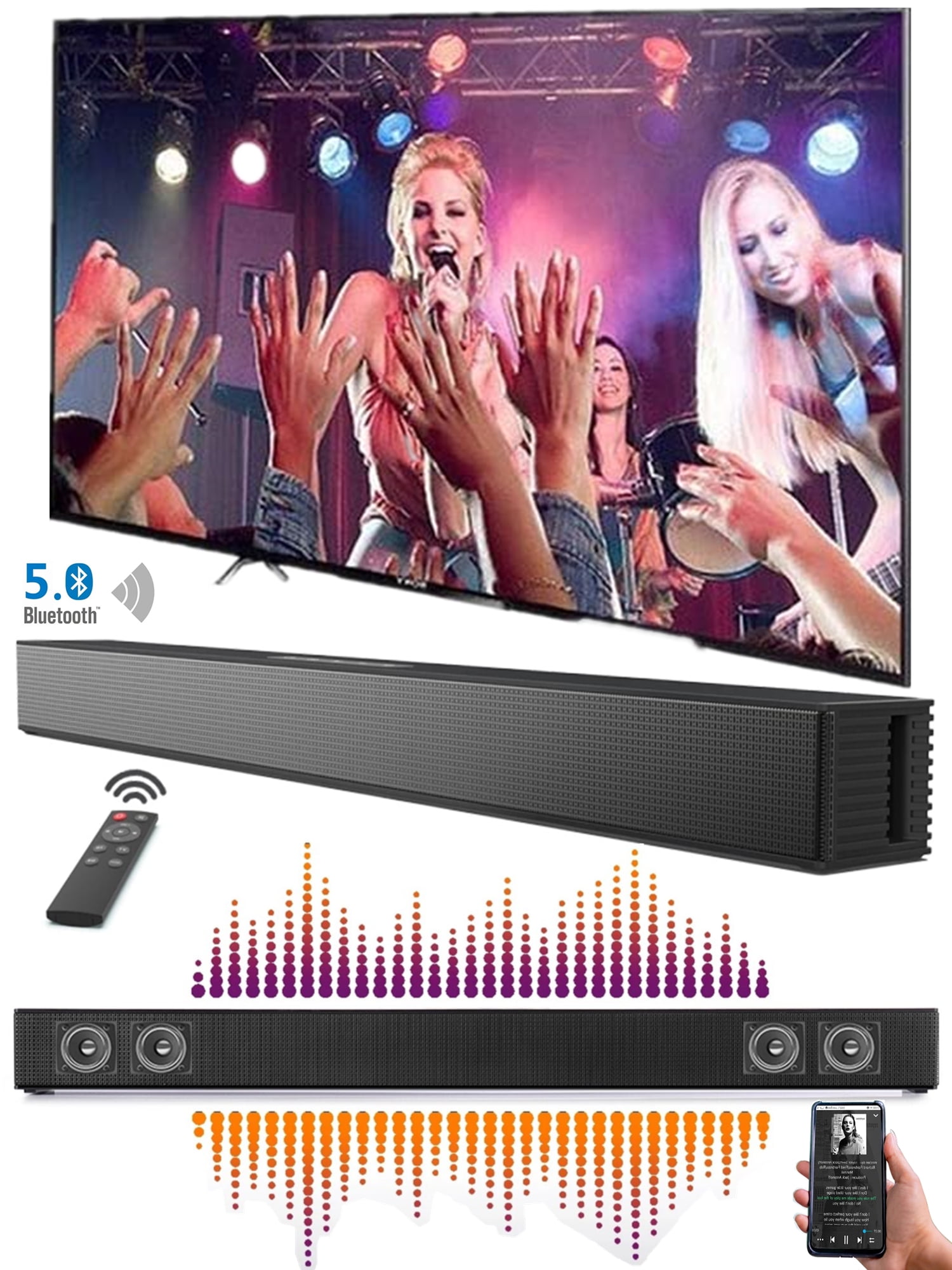 Bluetooth 40W Soundbar Subwoofer TV Sound System Heimkino Lautsprecher Soundbox 