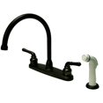 thumbnail image 1 of Kingston Brass KB795 Double Handle Goose Neck Kitchen Faucet with White Side Sprayer, 1 of 2