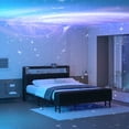 thumbnail image 4 of Bed Frame Queen Size with Starry Sky Lights and Charging Station, Upholstered Platform Bed with Storage Ottoman, Black, 4 of 9