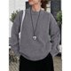 thumbnail image 4 of Suéteres de Cuello Redondo para Mujer, Larga, Holgados, Informales, para Otoño Gris Talla Única, 4 of 7