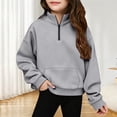 thumbnail image 2 of Kids Sweatshirts For Girls Long Sleeve Tops Grey Round Neck Quarter Zipper Girl Winter Clothes 5-14 Years Sweatshirt Girls, 2 of 5