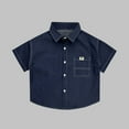 thumbnail image 2 of Atogsazn Toddler Boys Summer Jacket Kids Causal Short Sleeve Denim Shirt with Pocket Clothing Tops for Children 03-Dark Blue 4-5 Years, 2 of 3