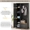 thumbnail image 6 of UBesGoo Entryway Hall Tree with Shoe Storage Bench & Coat Rack, 1-Door Wardrobe Bedroom Armoire for Apartment Hallway Mudroom Living Room, Espresso, 6 of 19