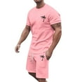 thumbnail image 5 of SHIXIAOO Men's 2025 Summer Tracksuit Plus Size Short Sleeve O Neck Athletic Suit Casual Color Block Drawstring Waist Tracksuit Set High End Suit Men Two Piece Suit Outfit for Men 1930s Suits for Men, 5 of 5