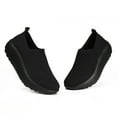 thumbnail image 5 of Platform Sneakers for Women Casual Knitted Low Top Walking Shoes Lightweight Soft Sole Slip on Loafers Antislip Workout Gym Athletic Shoes Black Size 6.5, 5 of 7