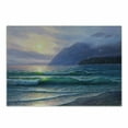 thumbnail image 1 of Nature Cutting Board, Ocean Waves in the Morning an Sun Sky Above Mountain Foggy Horizon Surreal Scenery, Decorative Tempered Glass Cutting and Serving Board, Small Size, Lilac Teal, by Ambesonne, 1 of 1