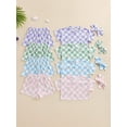 thumbnail image 4 of Aojekbee Girls Summer 3PCS Shorts Sets Short Sleeve Crewneck Floral Checkerboard Print Tops Shorts Headband Sets, 4 of 10
