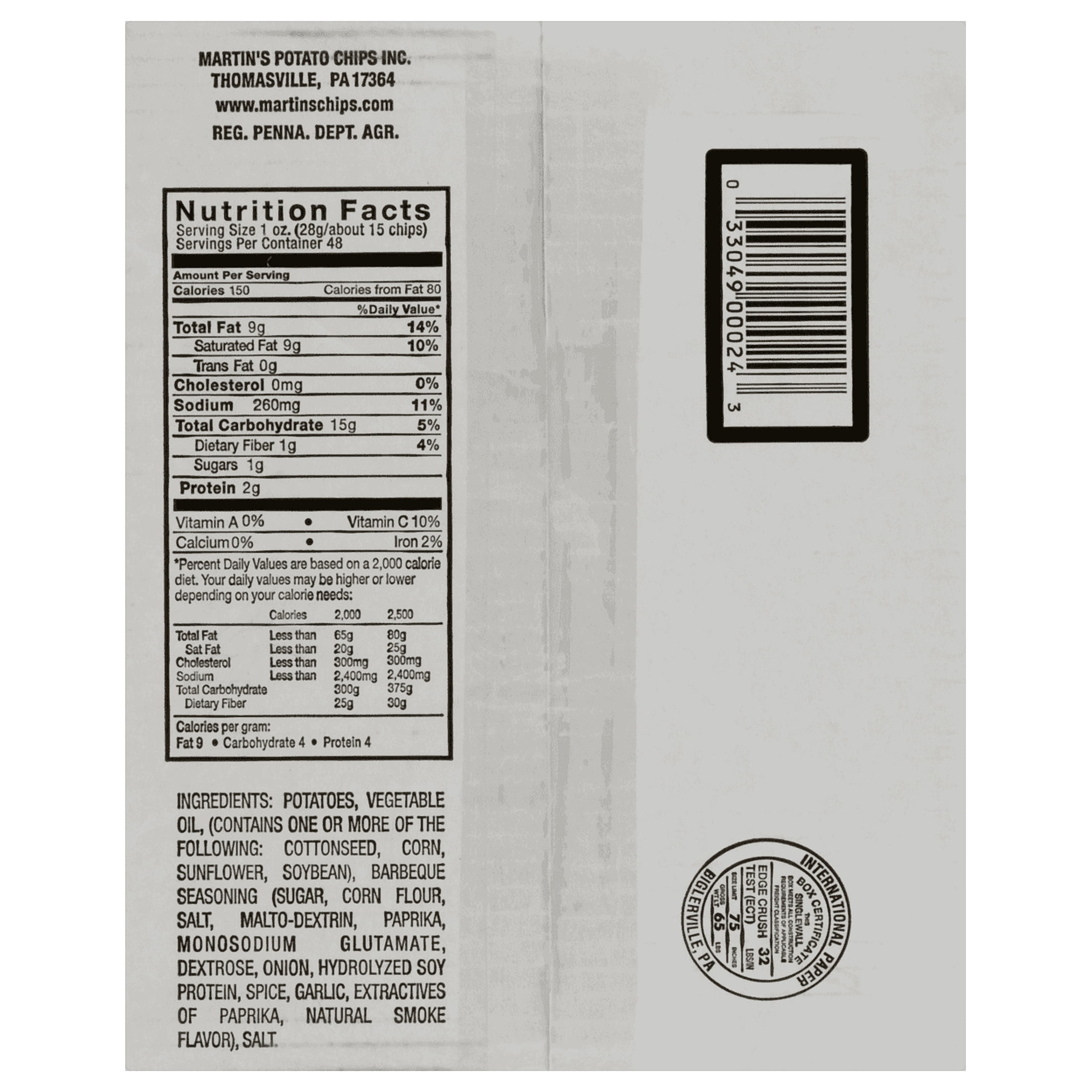 Martin's Waffle Bar-B-Q Potato Chips, 16 Oz., 3 Count