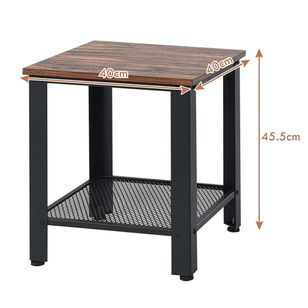 Finihen End Side Table, Rectangular Coffee Table, Industrial End Table 2-Tier Side Table, for Living Room, Bedroom, Black Finihen End Side Table, Rectangular Coffee Table, Industrial End Table 2-Tier Side Table, for Living Room, Bedroom, Black