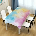 thumbnail image 4 of JSTEL Tie Dye Rainbow Color Table Cloth Rectangle 60 x 108 Inch Tablecloth Anti Wrinkle Table Cover for Dining Kitchen Parties, 4 of 6