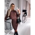 thumbnail image 6 of Women'S 2 Piece Sets Long-Sleeved Sweater Round-Neck Knitted Crop Top and V-Neck Slim Midi Dress Dark Brown XXXL, 6 of 8