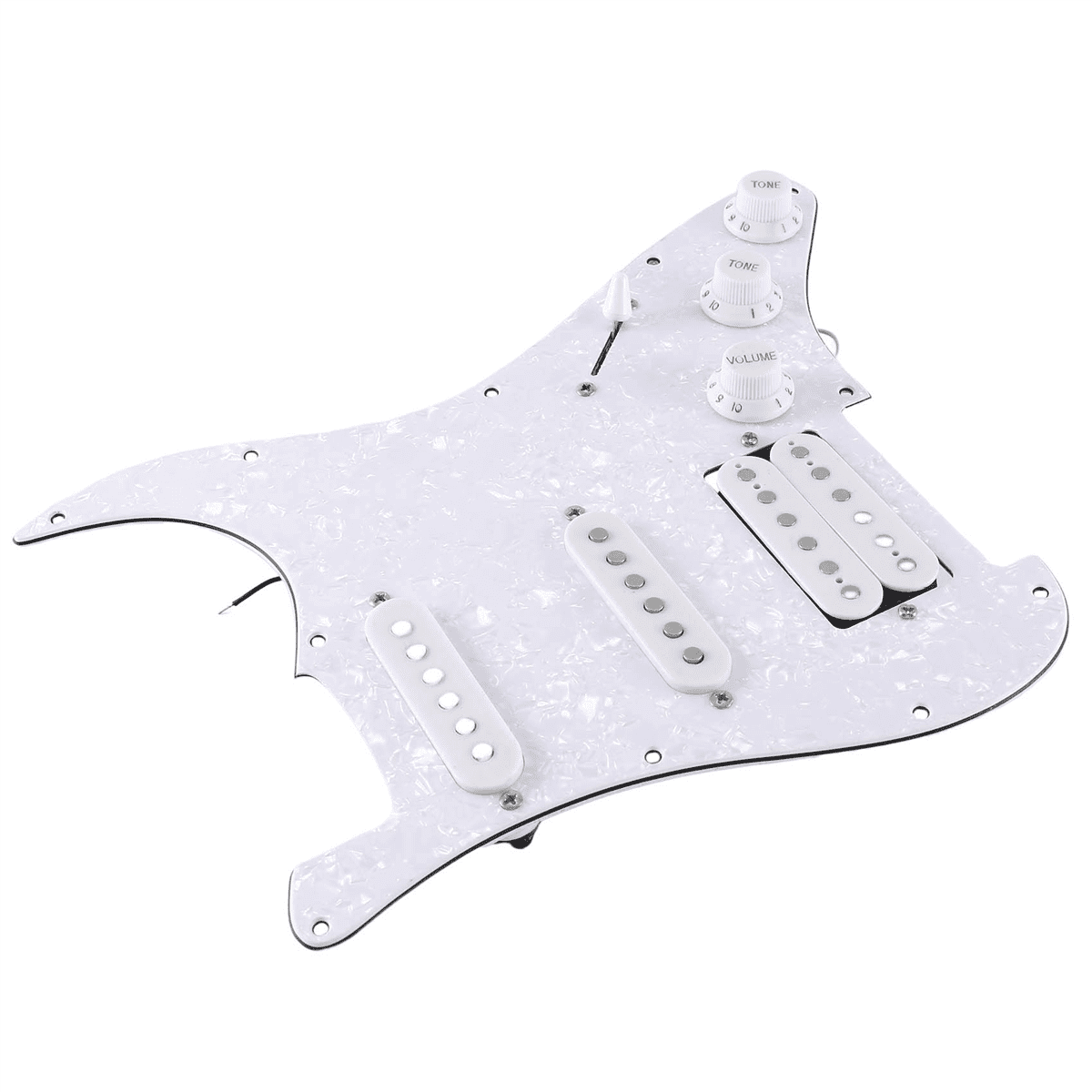 SQ Electric Guitar Loaded Prewired Electric Guitar Pickguard Pickup Assembly White Pearl,1 * Prewired Pickguard Set,White