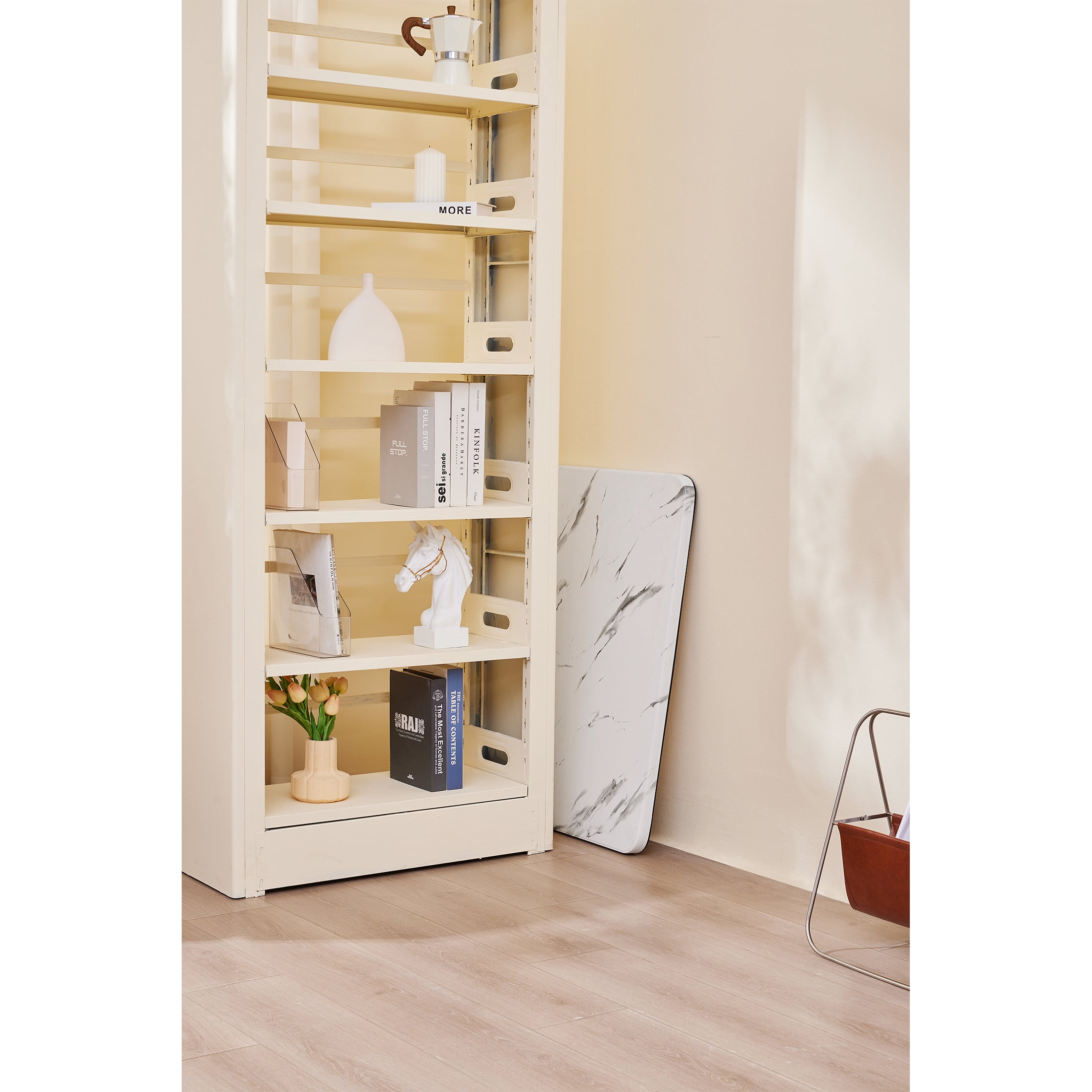 Mainstays 34" Fixed Table Top Folding Legs Card Table, Faux White Marble