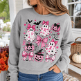 thumbnail image 2 of Breast Cancer Awareness Shirt, Pink Ribbon Ghost and Pumpkin Sweatshirt, Cute Halloween Hoodie and T-Shirt, October Support Gift for Women, 2 of 9