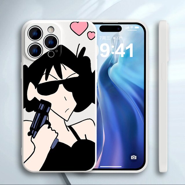 C-crayon-funda de teléfono Shin-Chans para iPhone, carcasa trasera de silicona líquida suave para iPhone 14, 11 Pro Max, 13, 12 Mini, XR, XS, X, 8, 7, 6, 6S Plus, SE 2020 Fivean unisex