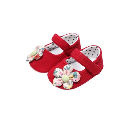 

Gureui Toddler Infant Baby Girls Crib Shoes Soft Bottom Flower Decoration Non-Slip Sole Flat Princess Shoes