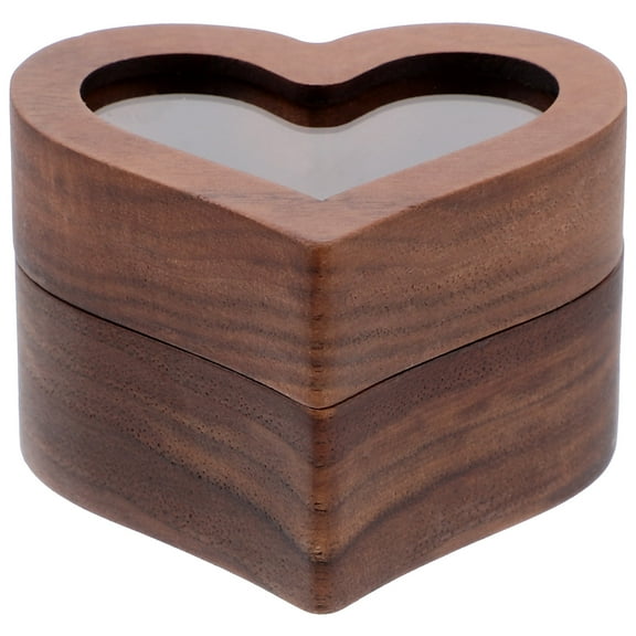 1Pack Elegant Design Heart-Shaped Wooden Ring Storage Box for Wedding Ring Case 6.00X6.00X4.00In