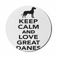 thumbnail image 1 of Dog Lover Mouse Pad for Computers, Monochrome Keep Calm and Love Danes Typography Design, Round Non-Slip Thick Rubber Modern Gaming Mousepad, 8" Round, Charcoal Grey and White, by Ambesonne, 1 of 2