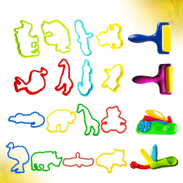 IFANLANDOR DIY Colored Clay Set with Flower Fish Tree and Animal Shapes for Kids Modeling Clay Tools 5Set