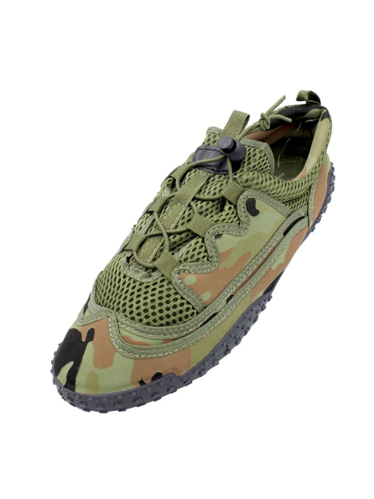 Easy USA Mens Quick Drying Camo Water Shoes Barefoot Sports Swim Beach Aqua Socks, Men's, Size: 9 D(Medium) US, Green