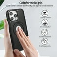 thumbnail image 6 of Allytechgroup iPhone 15 Magnetic Case, Retro PU Leather TPU Back Cover Compatible with Magsafe Shockproof Ring Holder Kickstand Phone Case for Apple iPhone 15, Black, 6 of 8