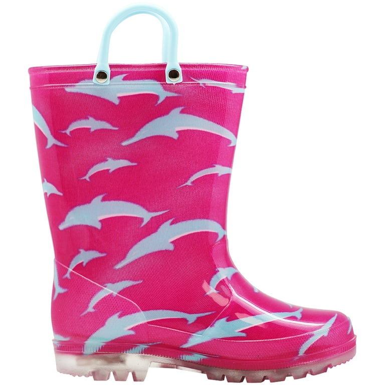 NORTY Toddler Girls Light Up PVC Female Dolphins Rain Boots 5 Toddler